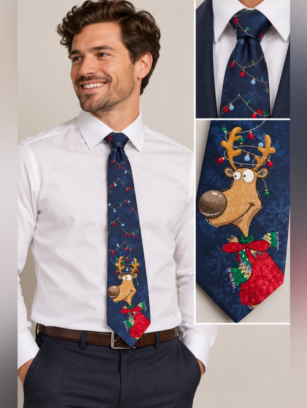 American Greetings Christmas Reindeer Novelty Tie 🎄🦌